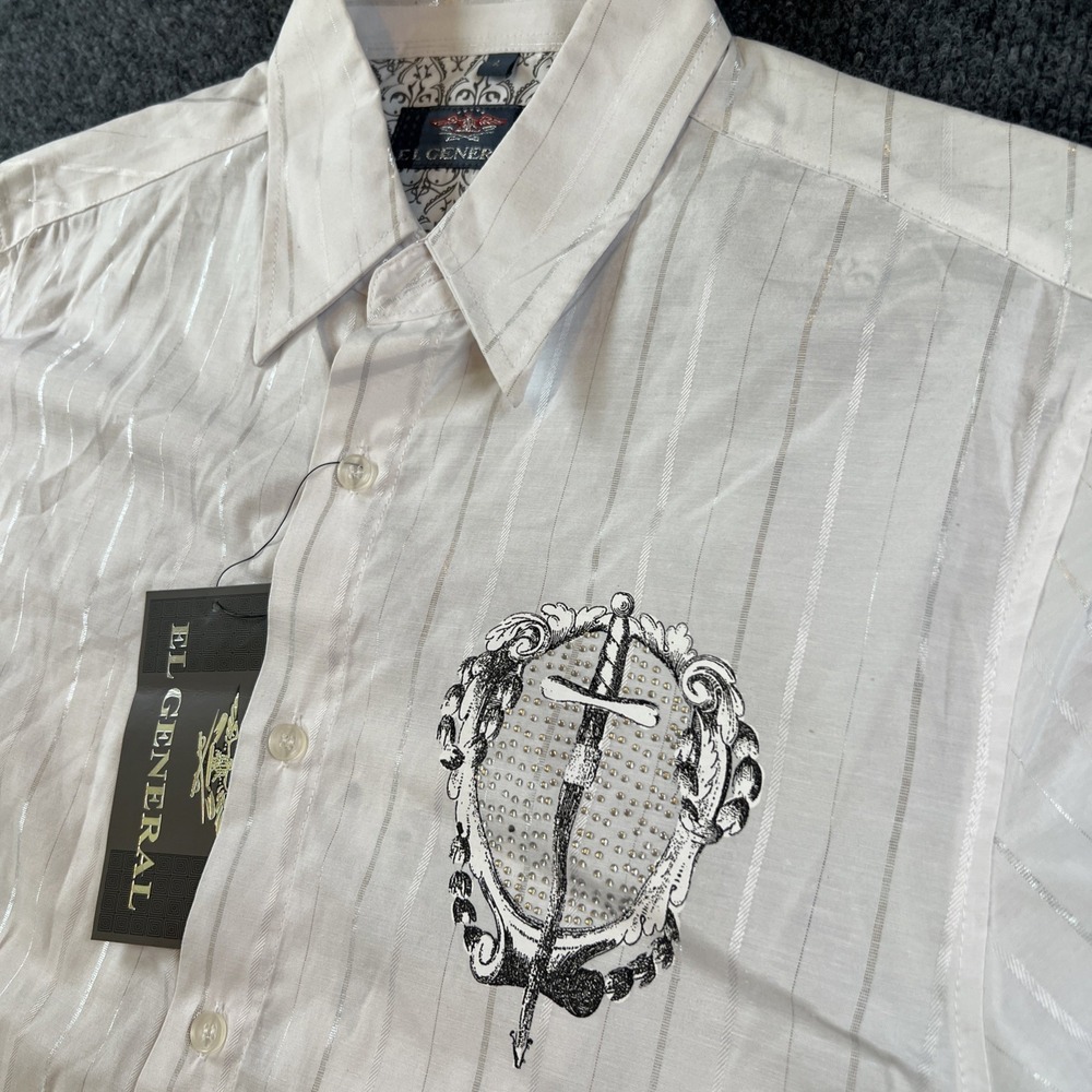 El General Zapaterias White 3/4‎ Sleeve Shirt Womens Large Cowboy western